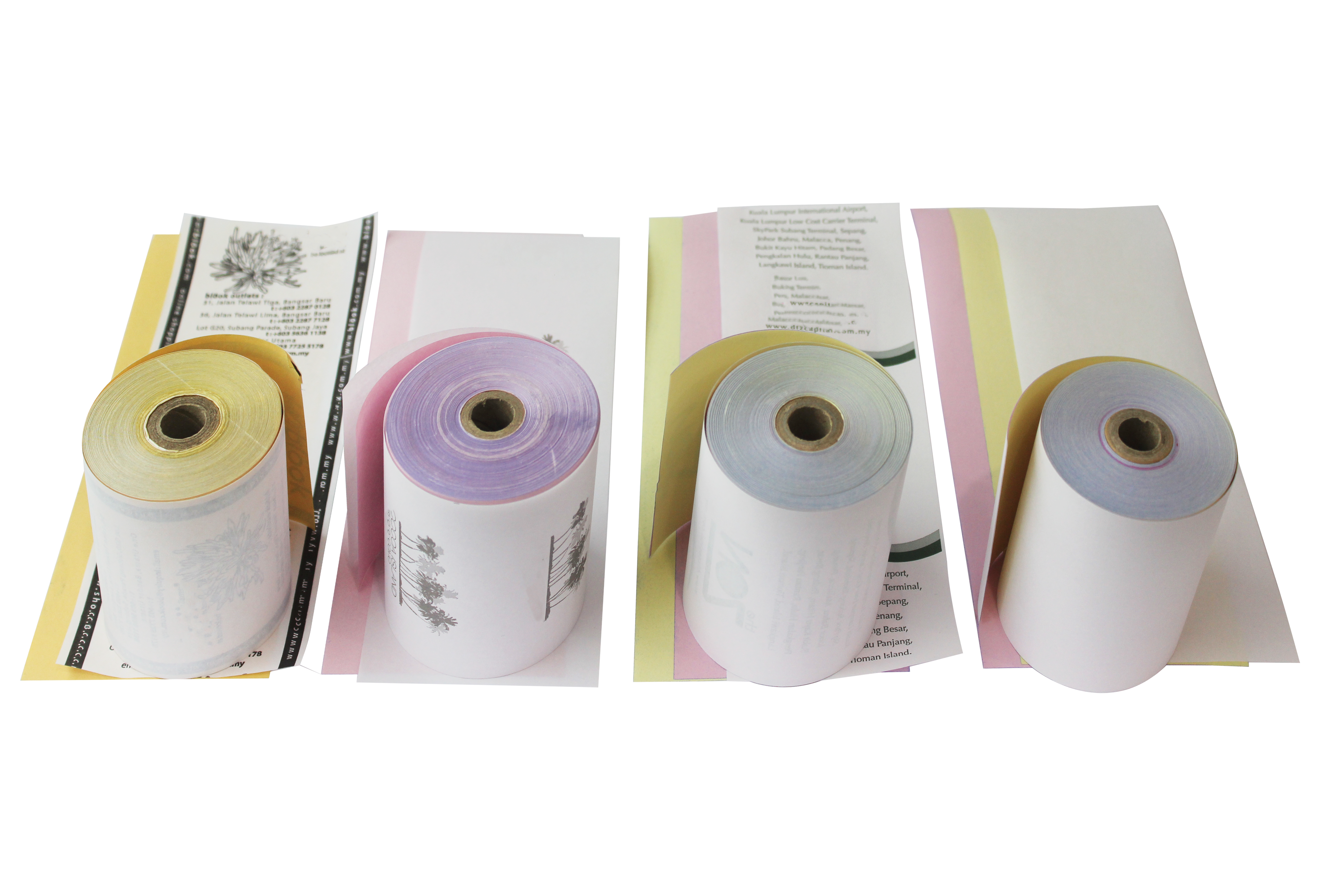 3 3-Ply Printer Paper Rolls  White Yellow Pink Receipt Paper
